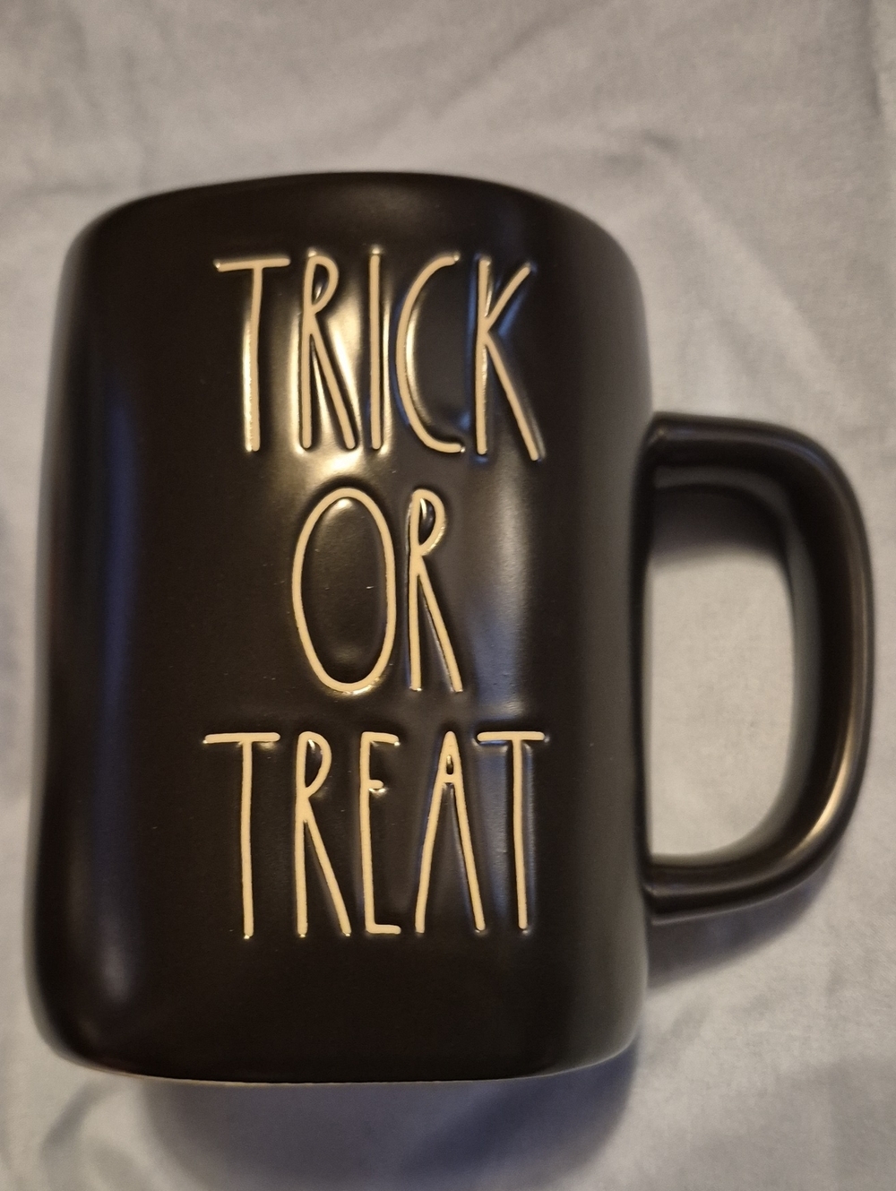 Rae Dunn Black Halloween Mug with Cream Lettering
